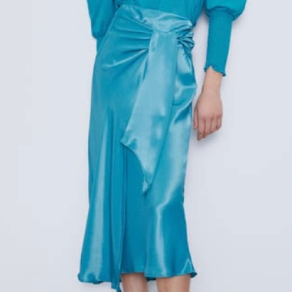 Satin blue skirt